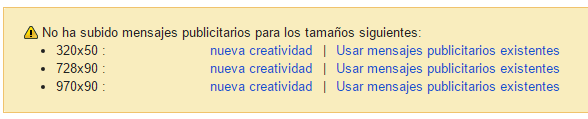 Aviso de creatividades